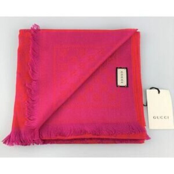 NWT Authentic Gucci Wool GG jacquard scarf In Red - Picture 1 of 11